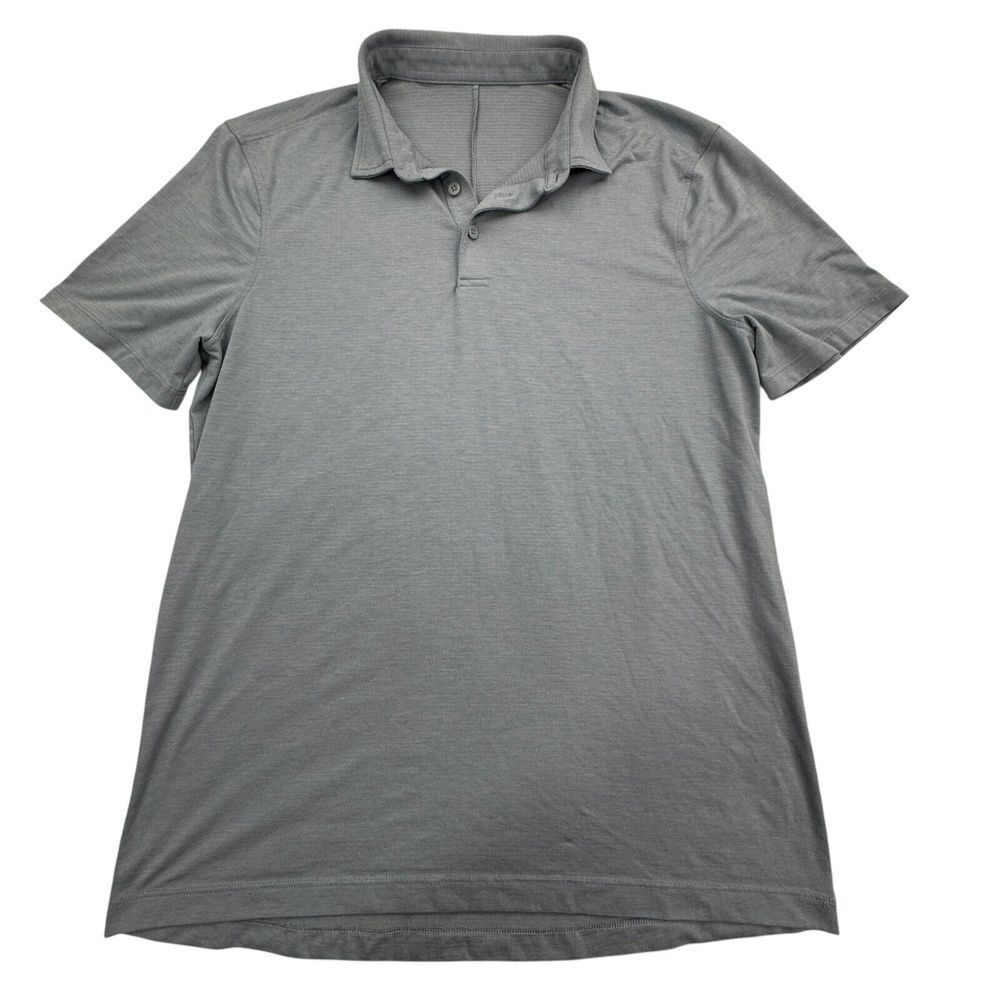 Lululemon Polo Shirt Mens Medium Blue Heather Stretch Training Evolution Preppy
